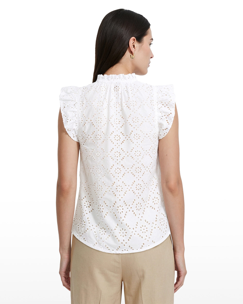 V-Neck Flutter Sleeve Blouse - Anne Klein CRISP WHITE