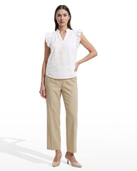 V-Neck Flutter Sleeve Blouse - Anne Klein CRISP WHITE