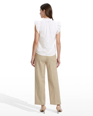 V-Neck Flutter Sleeve Blouse - Anne Klein CRISP WHITE