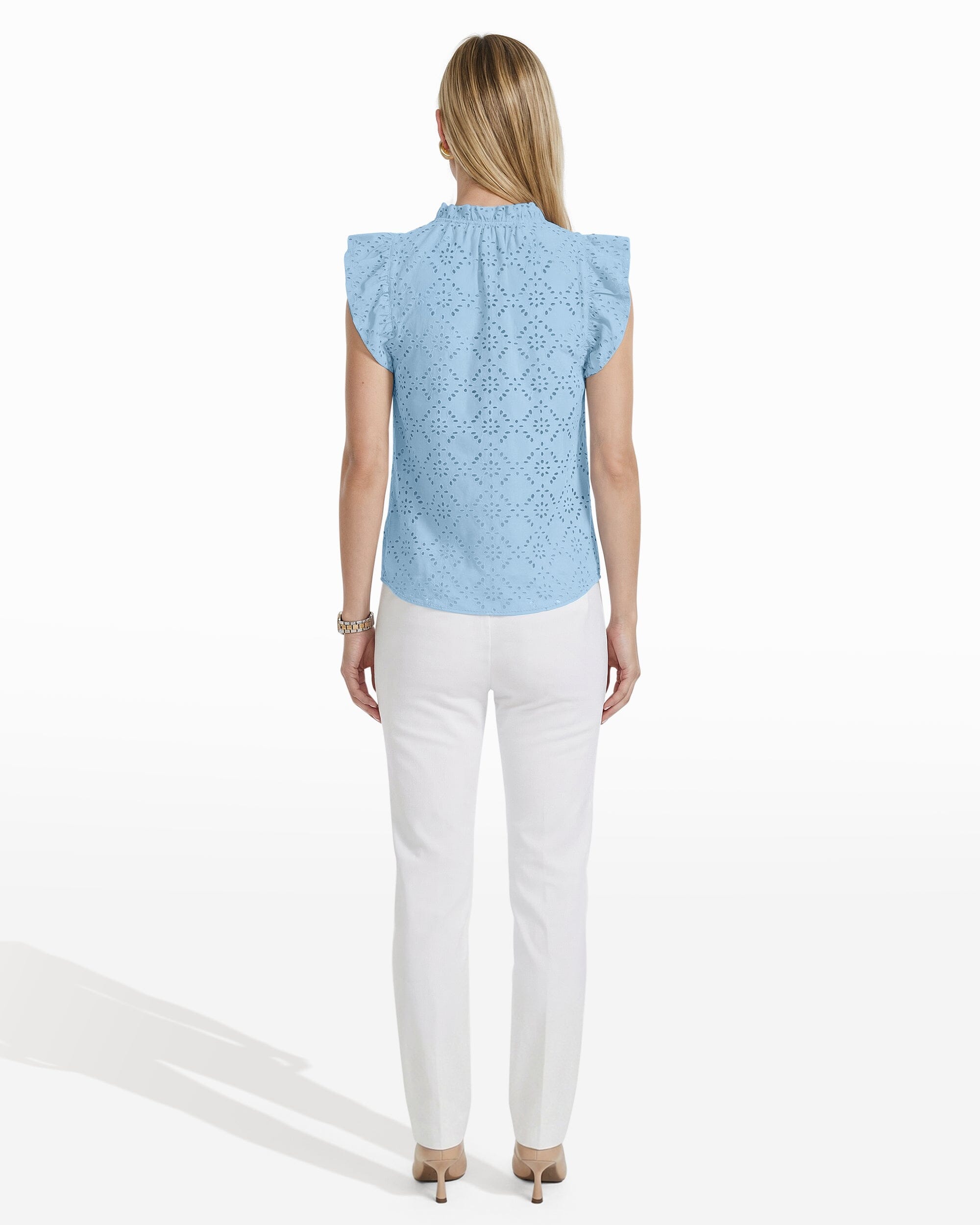V-Neck Blouse with Flutter Sleeves - Anne Klein LAKESHORE