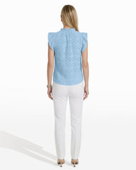 V-Neck Blouse with Flutter Sleeves - Anne Klein LAKESHORE