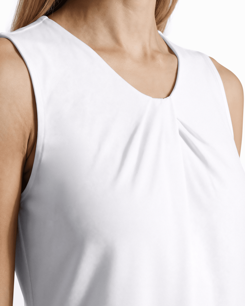 Asymmetric Pleated Shell Top - Anne Klein CRISP WHITE