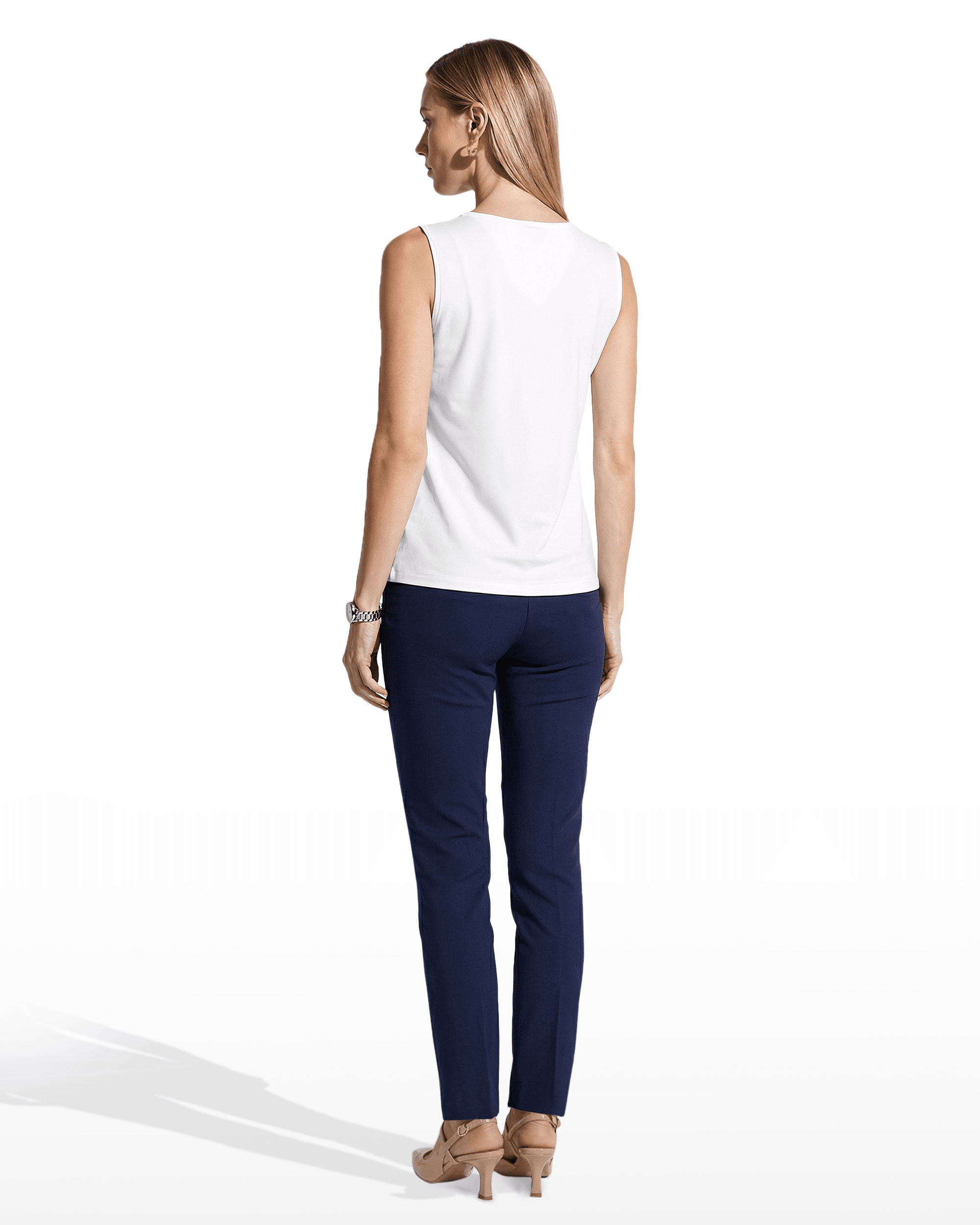 Asymmetric Pleated Shell Top - Anne Klein CRISP WHITE