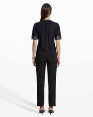 Elbow Split Neck Top with Lace - Anne Klein ANNE BLACK