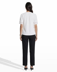Elbow Split Neck Lace Top - Anne Klein CRISP WHITE