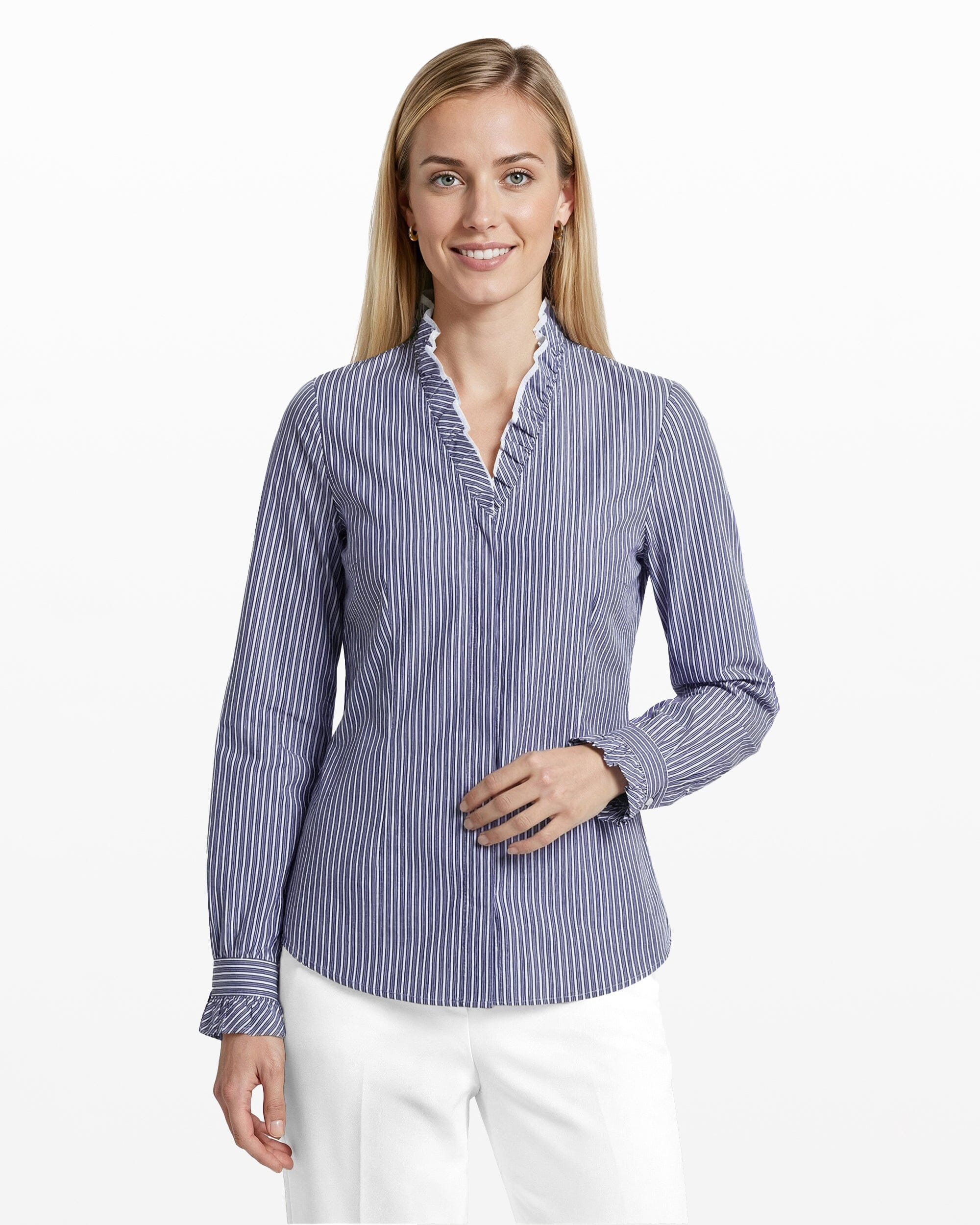 Ruffle Button-Front Shirt - Anne Klein DISTANT MNTN MULTI