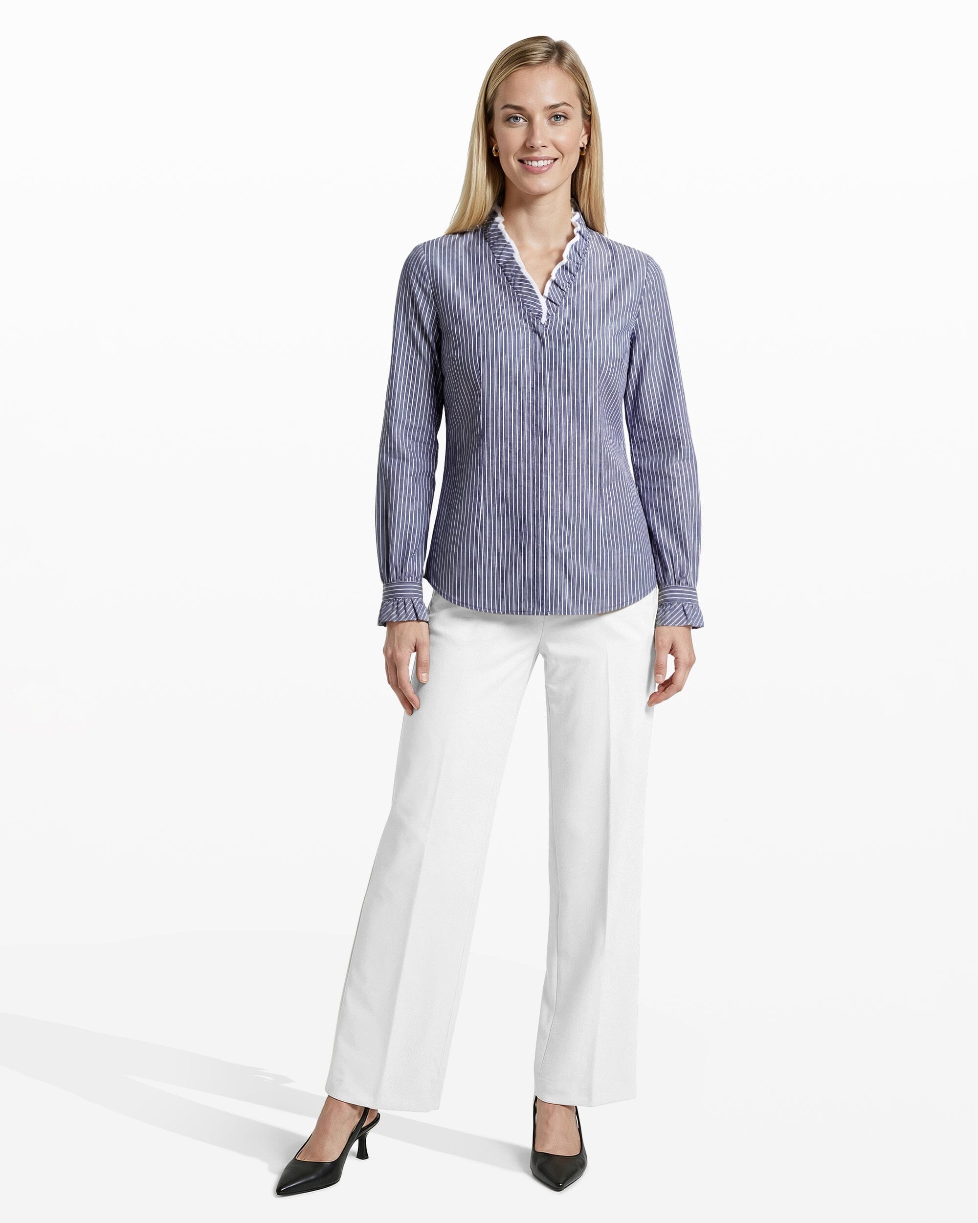 Ruffle Button-Front Shirt - Anne Klein DISTANT MNTN MULTI