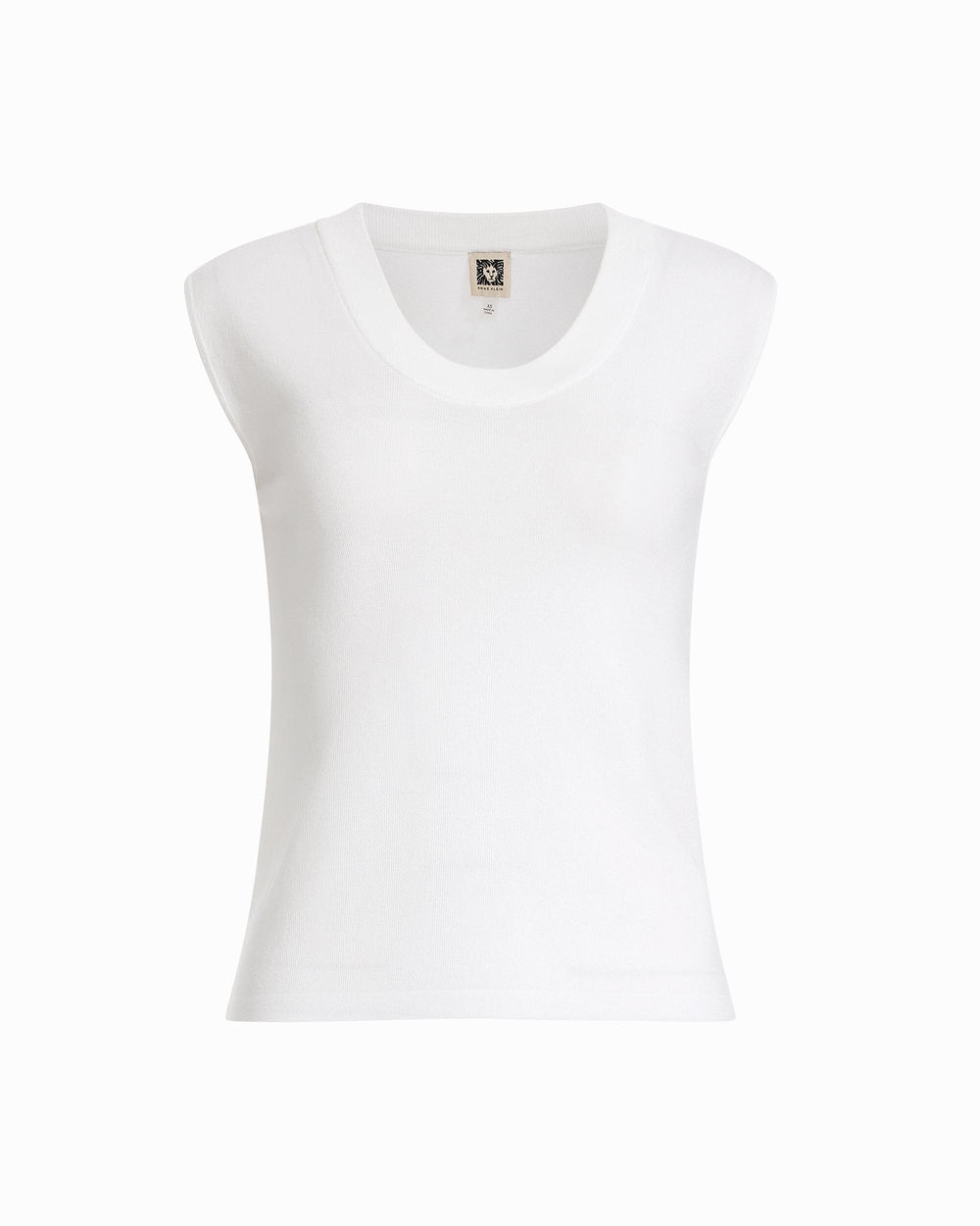 Round V-Neck Full Needle Tank Top - Anne Klein CRISP WHITE