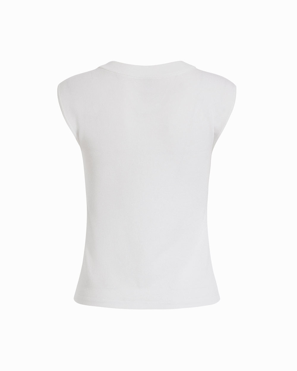 Round V-Neck Full Needle Tank Top - Anne Klein CRISP WHITE