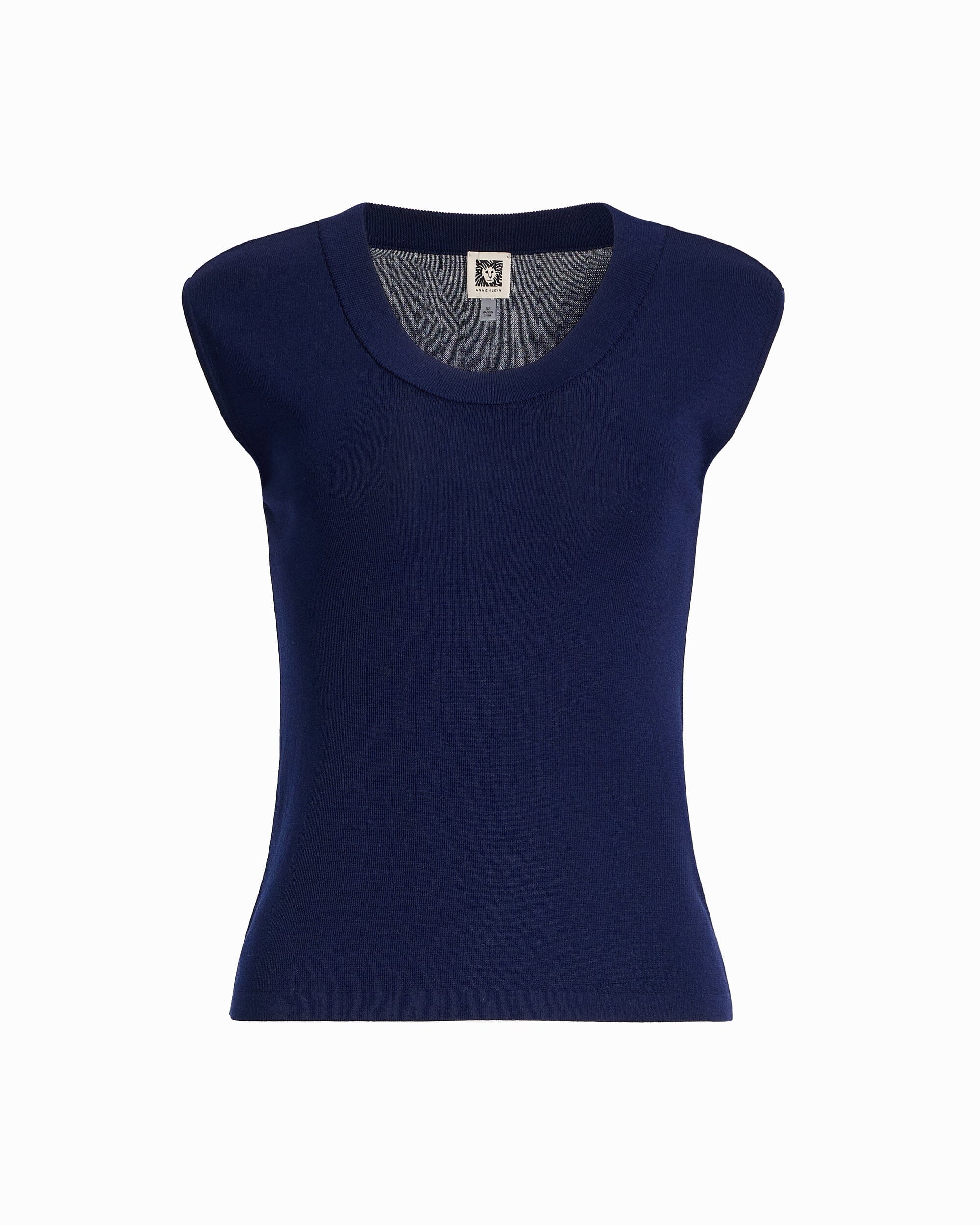 Round V-Neck Full Needle Tank Top - Anne Klein DISTANT MOUNTAIN