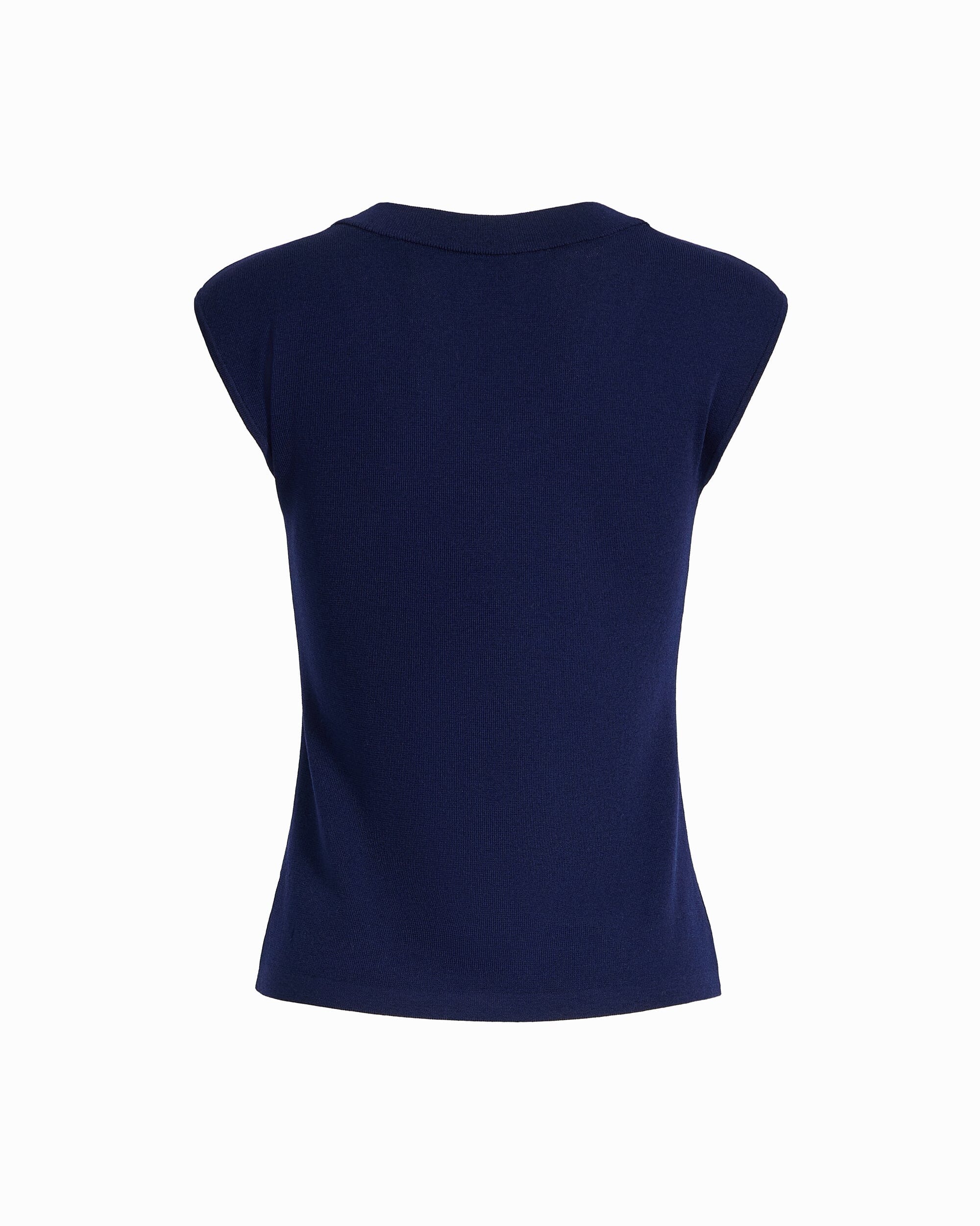 Round V-Neck Full Needle Tank Top - Anne Klein DISTANT MOUNTAIN