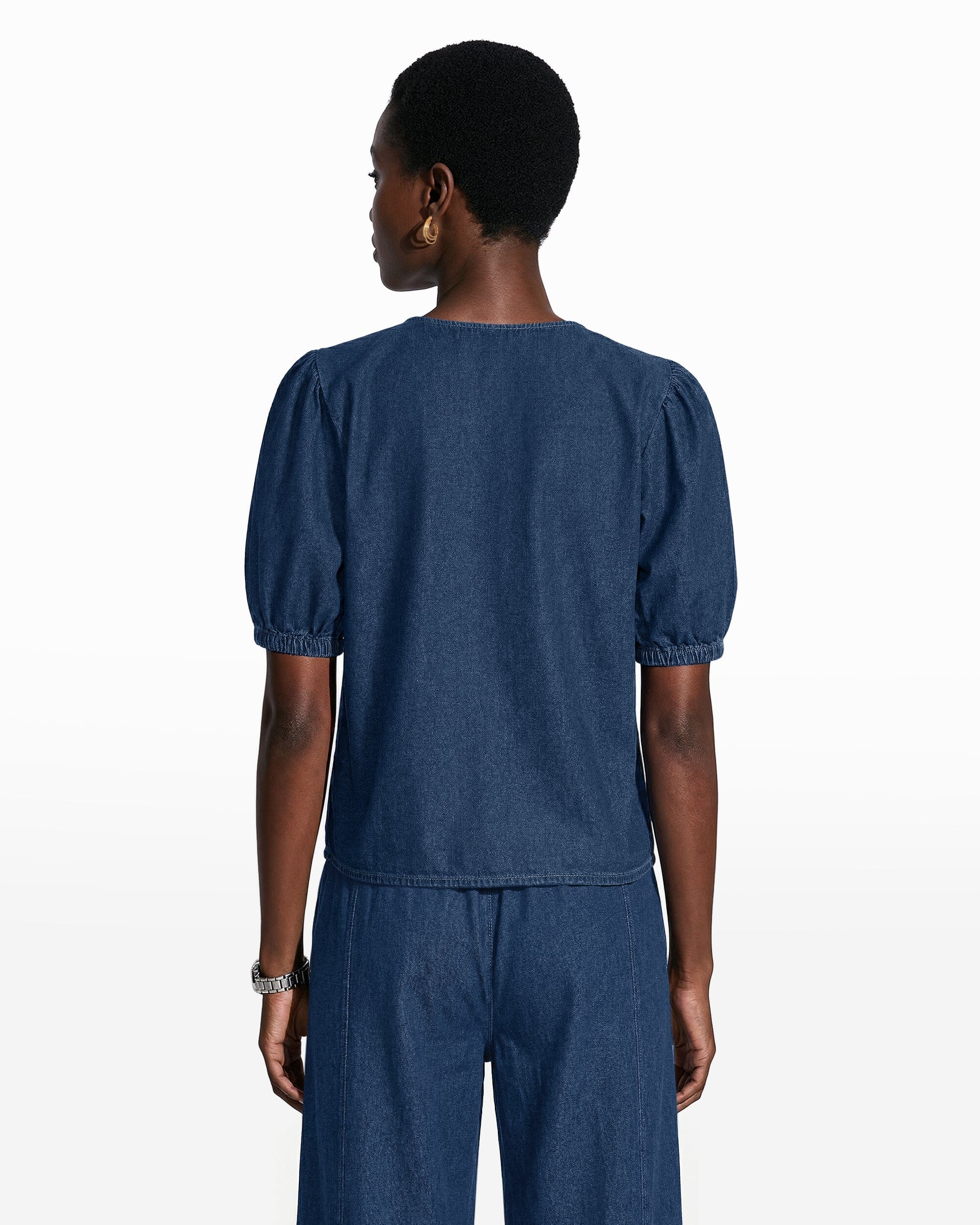 Gathered Short Sleeve Blouse - Anne Klein ARIES WASH