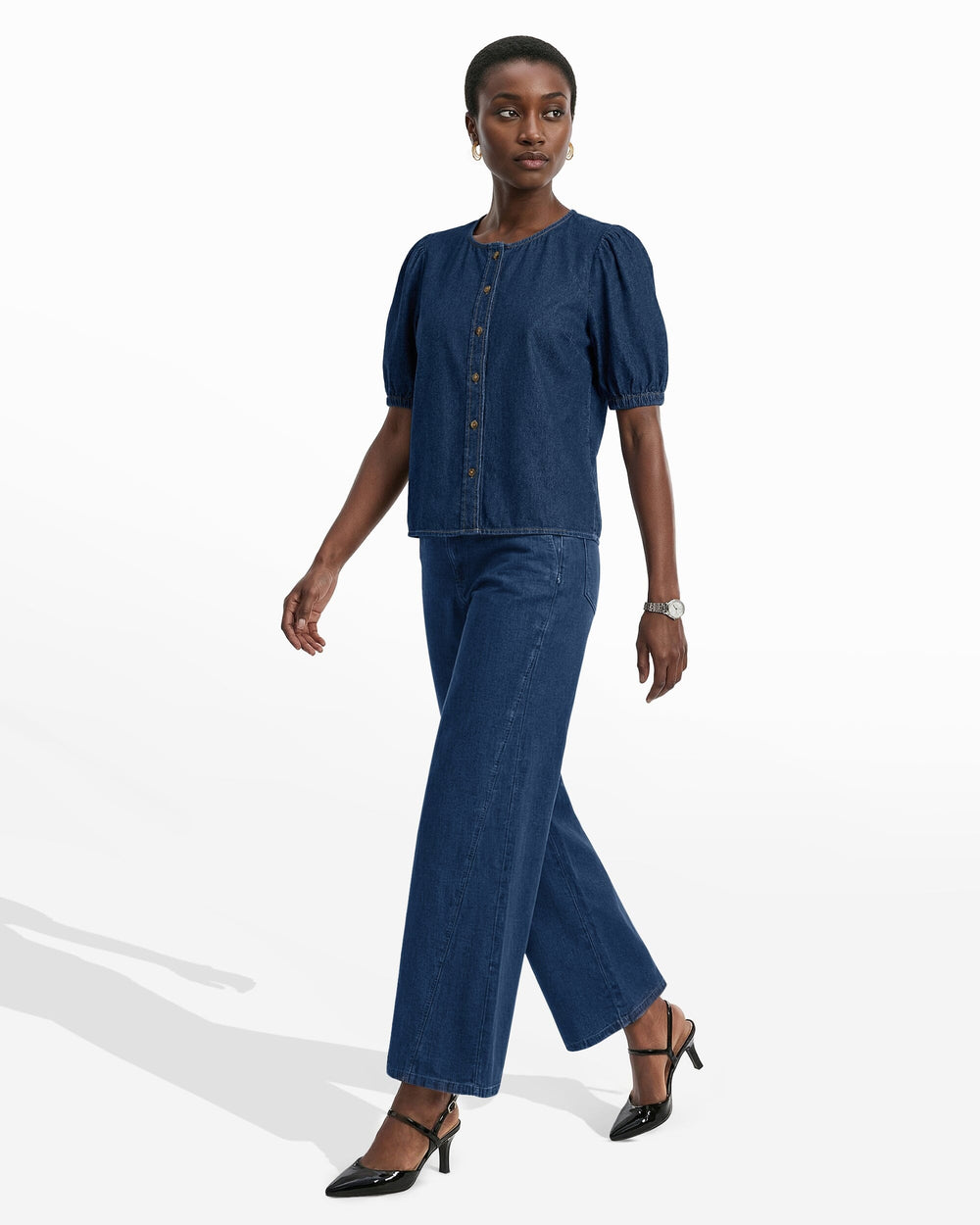 Gathered Short Sleeve Blouse - Anne Klein ARIES WASH