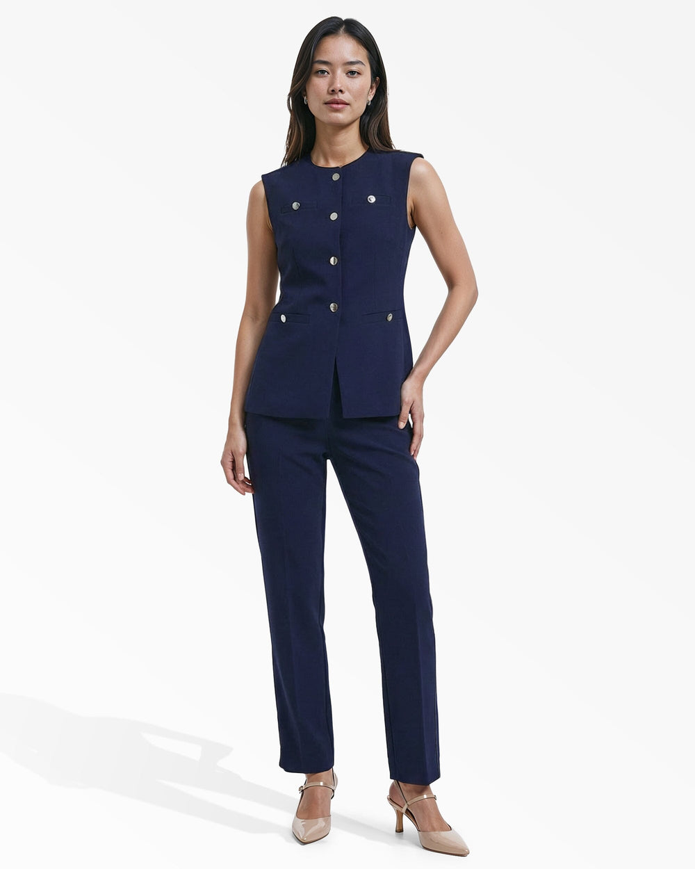 Straight Ankle Hollywood Waist Pants - Anne Klein DISTANT MOUNTAIN