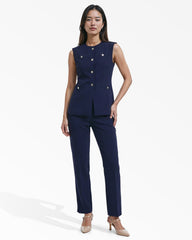 Straight Ankle Hollywood Waist Pants - Anne Klein DISTANT MOUNTAIN