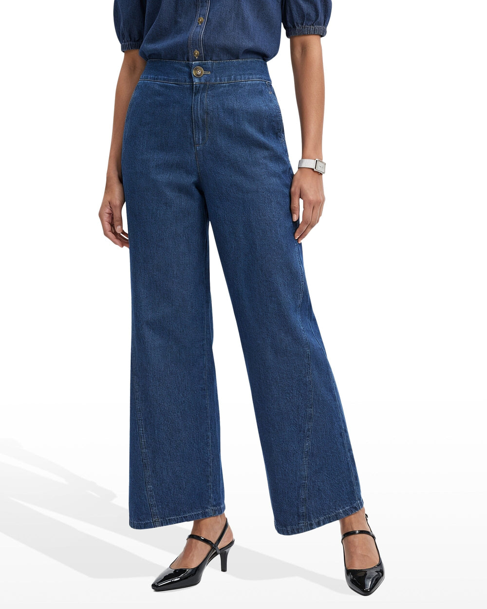 Wide Leg Pants with Curved Seams - Anne Klein ARIES WASH
