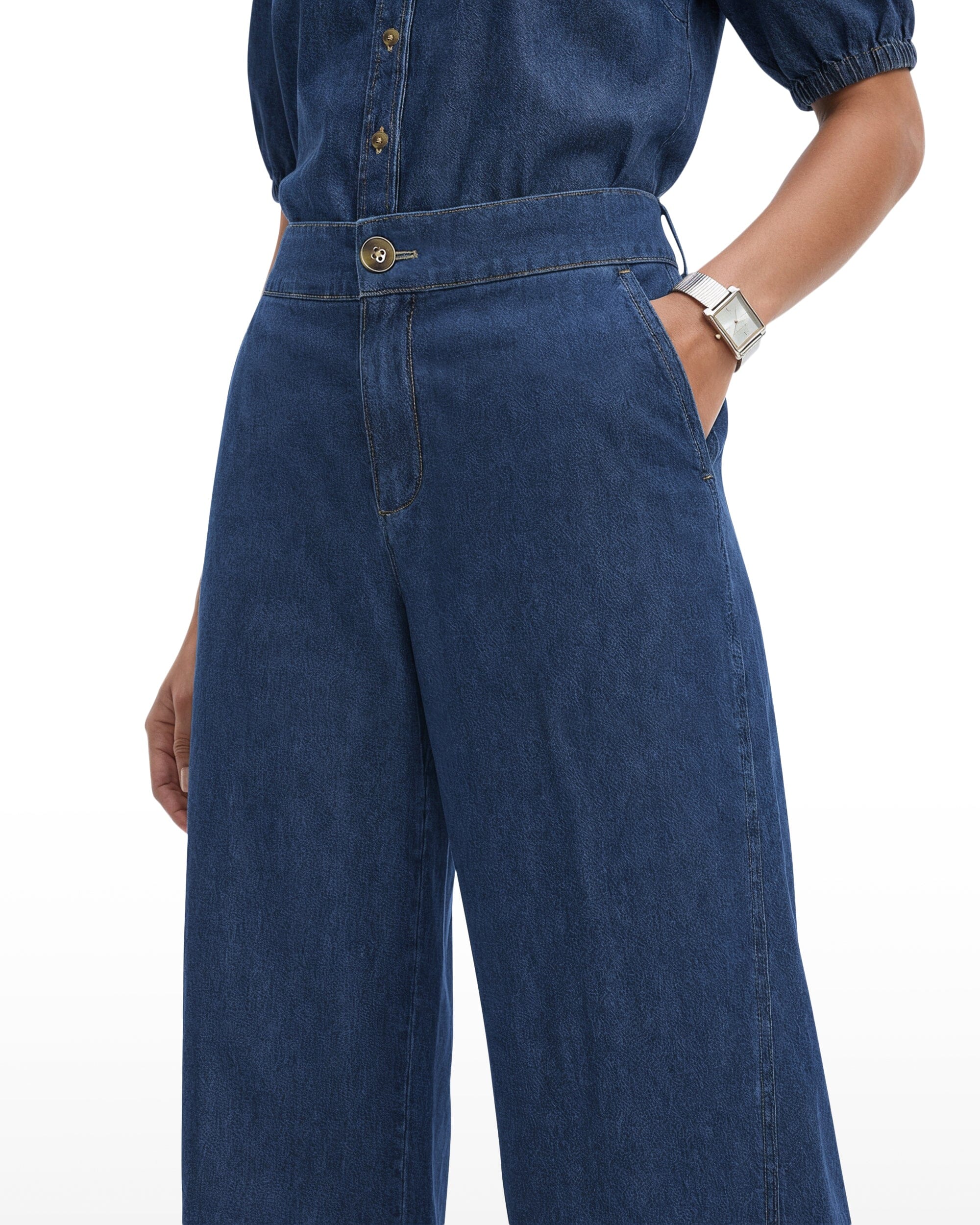 Wide Leg Pants with Curved Seams - Anne Klein ARIES WASH