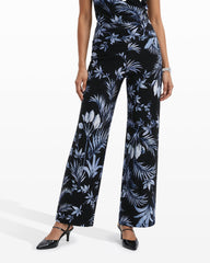Wide-Leg Palazzo Pant High-Rise Waistband - Anne Klein ANNE BLACK MULTI