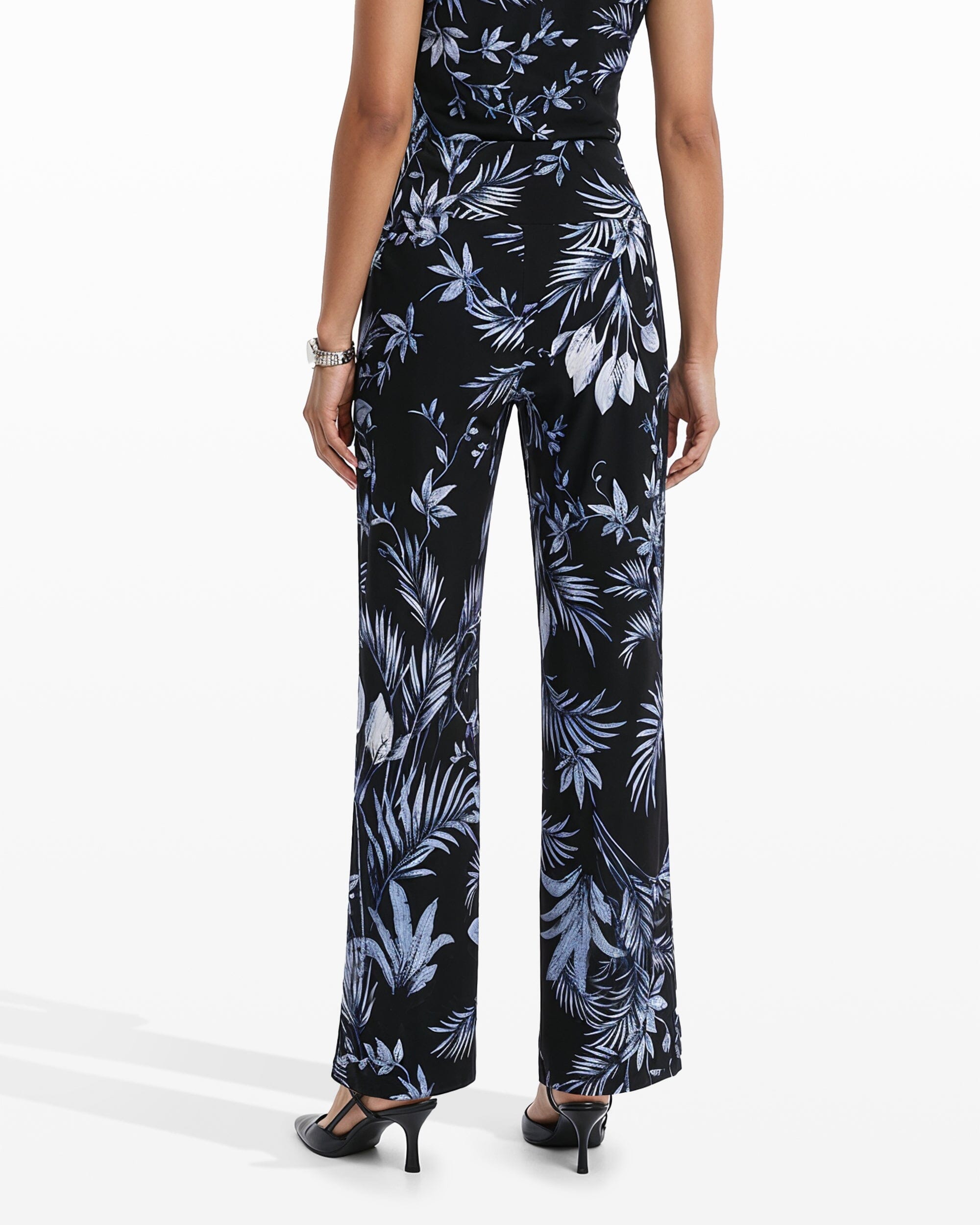 Wide-Leg Palazzo Pant High-Rise Waistband - Anne Klein ANNE BLACK MULTI