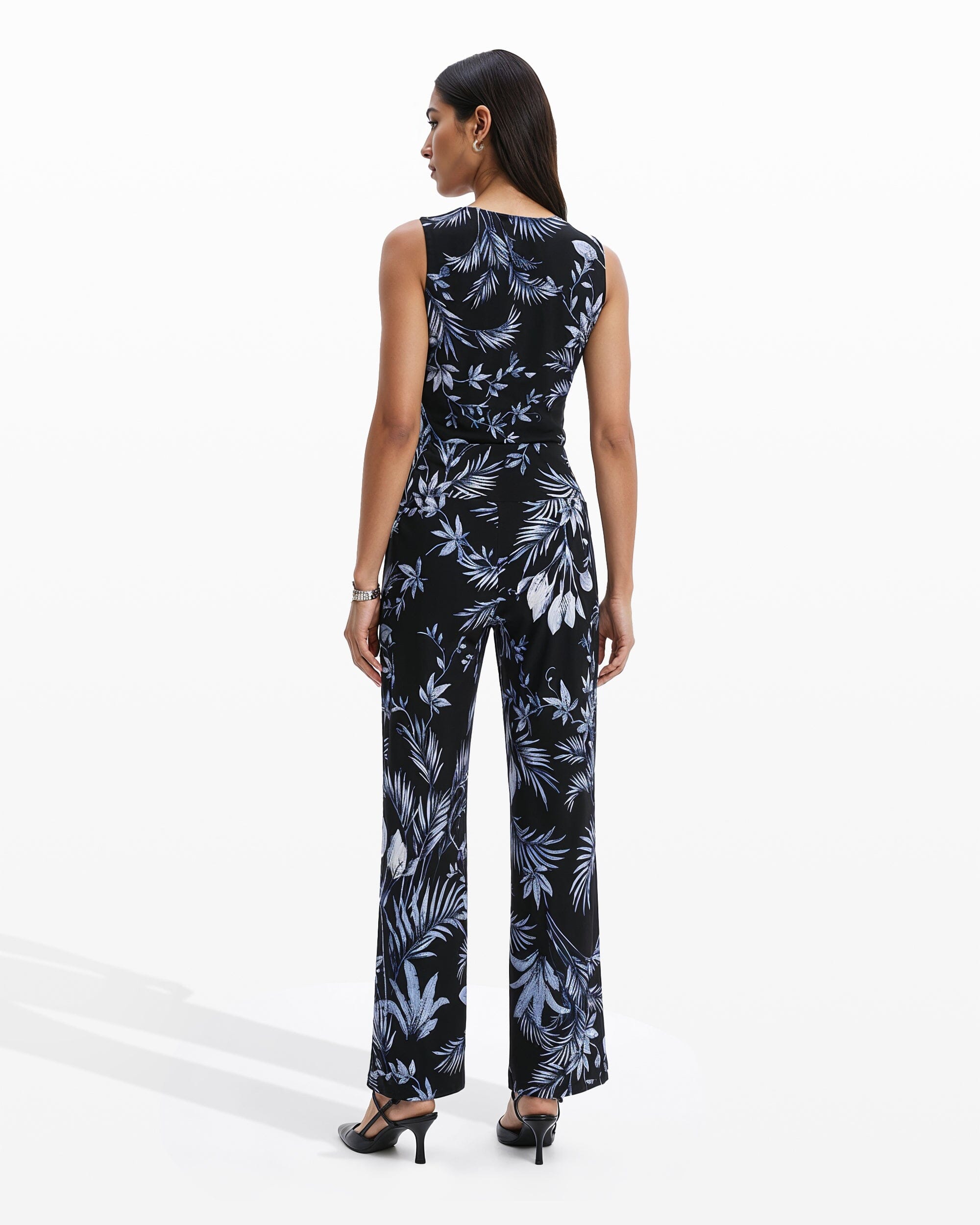 Wide-Leg Palazzo Pant High-Rise Waistband - Anne Klein ANNE BLACK MULTI