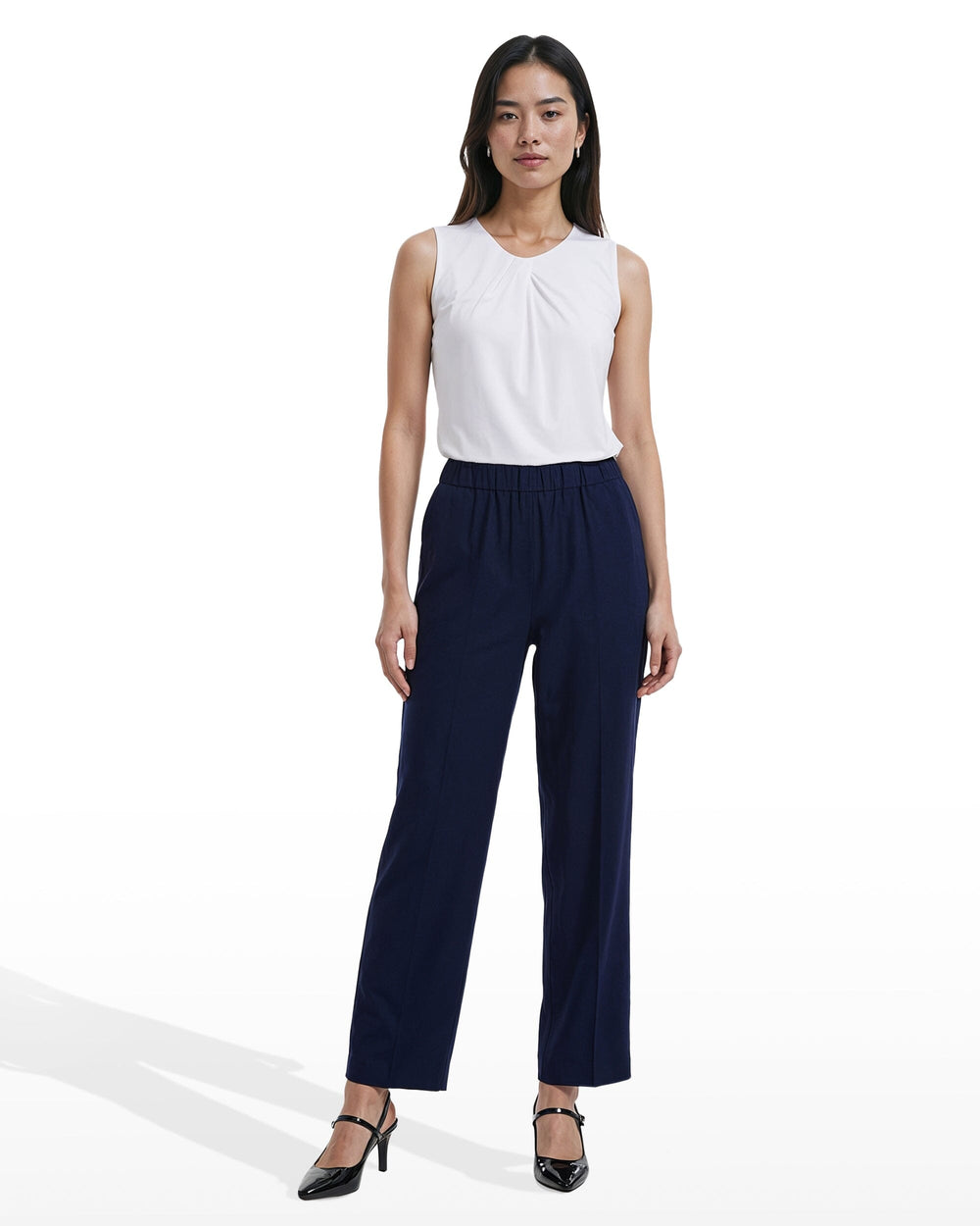 Straight Ankle Pull-On Pants - Anne Klein DISTANT MOUNTAIN
