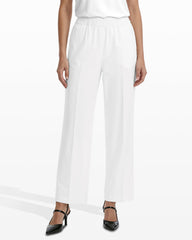 Straight Ankle Pull-On Lined Trousers - Anne Klein CRISP WHITE