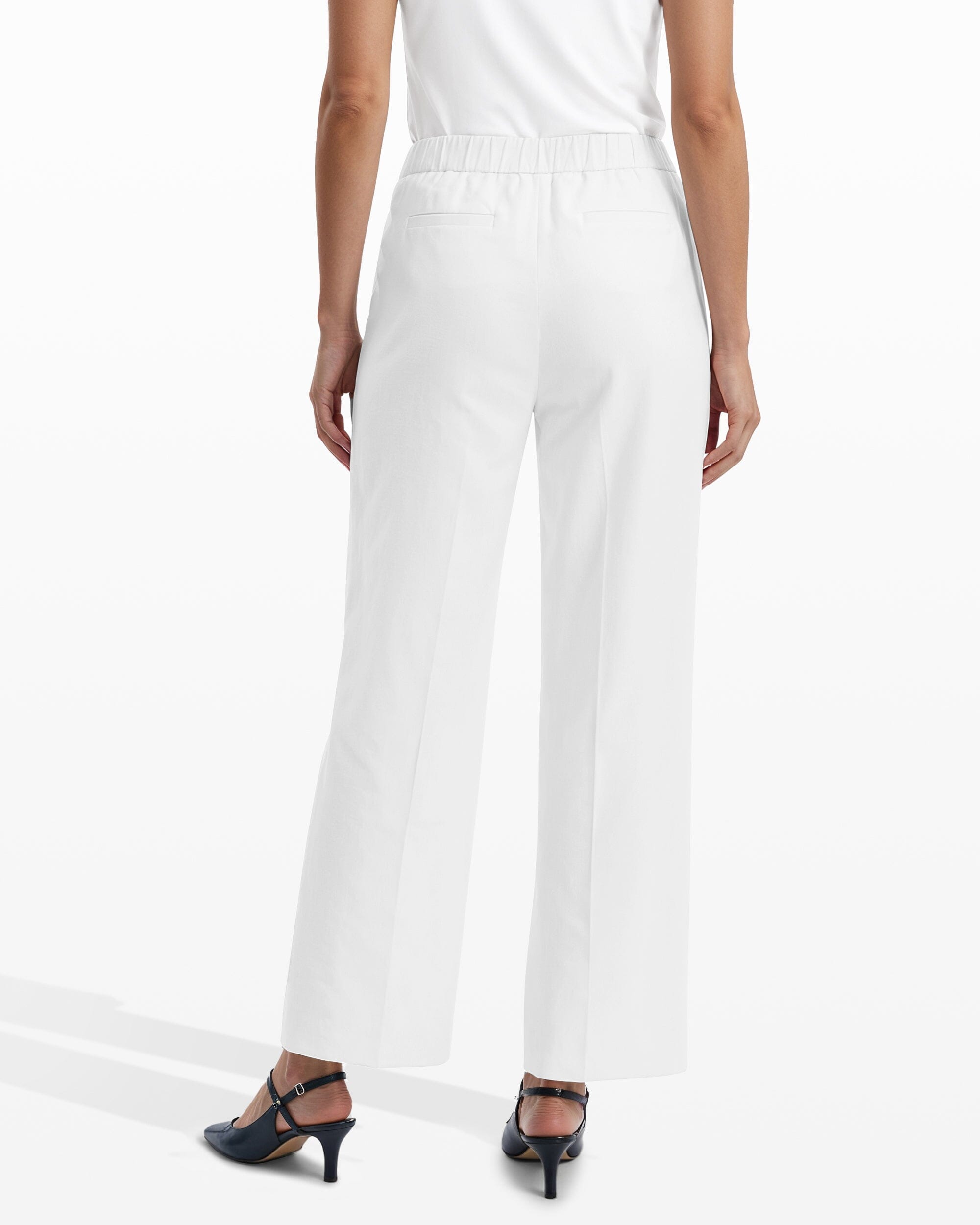 Straight Ankle Pull-On Lined Trousers - Anne Klein CRISP WHITE