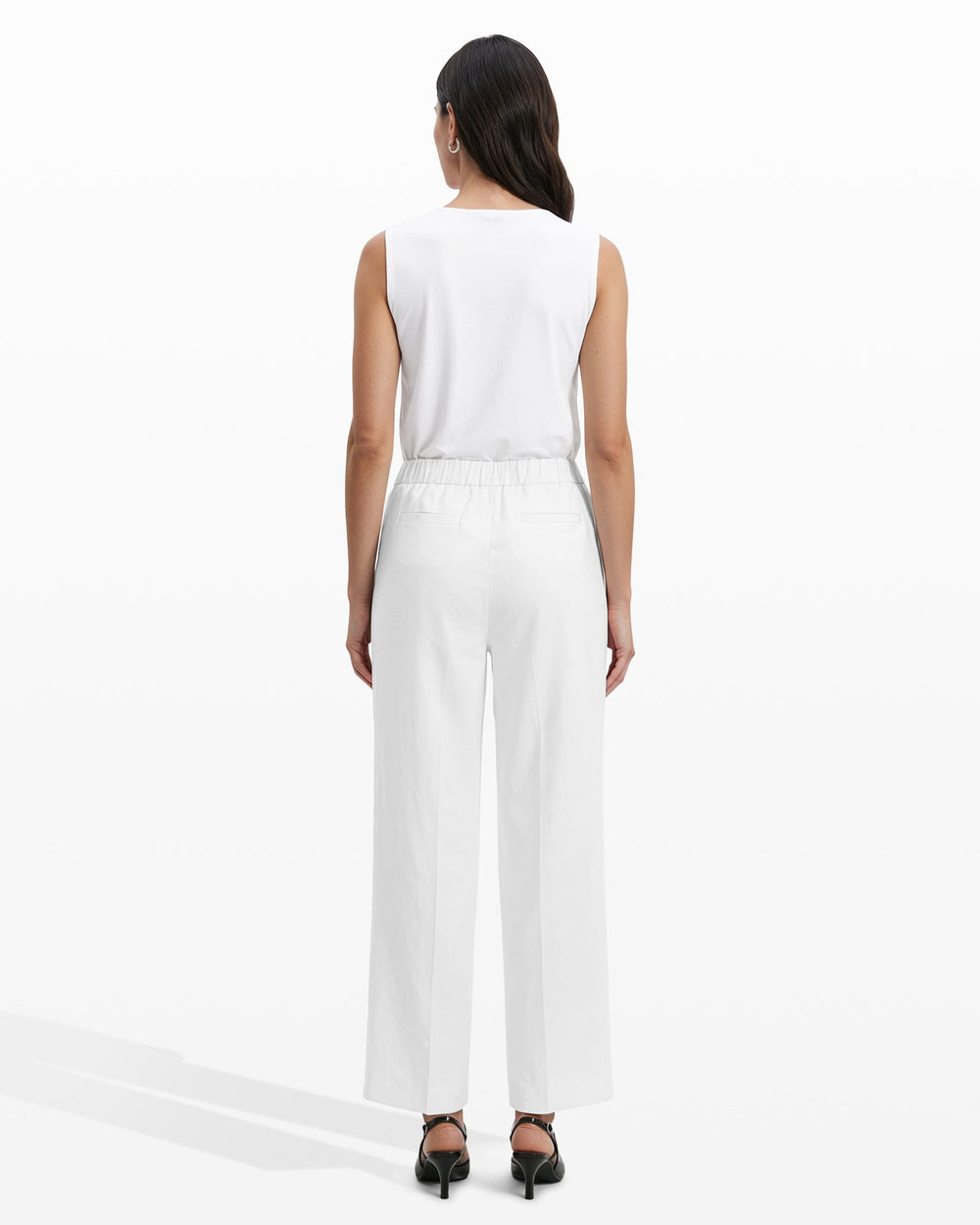 Straight Ankle Pull-On Lined Trousers - Anne Klein CRISP WHITE