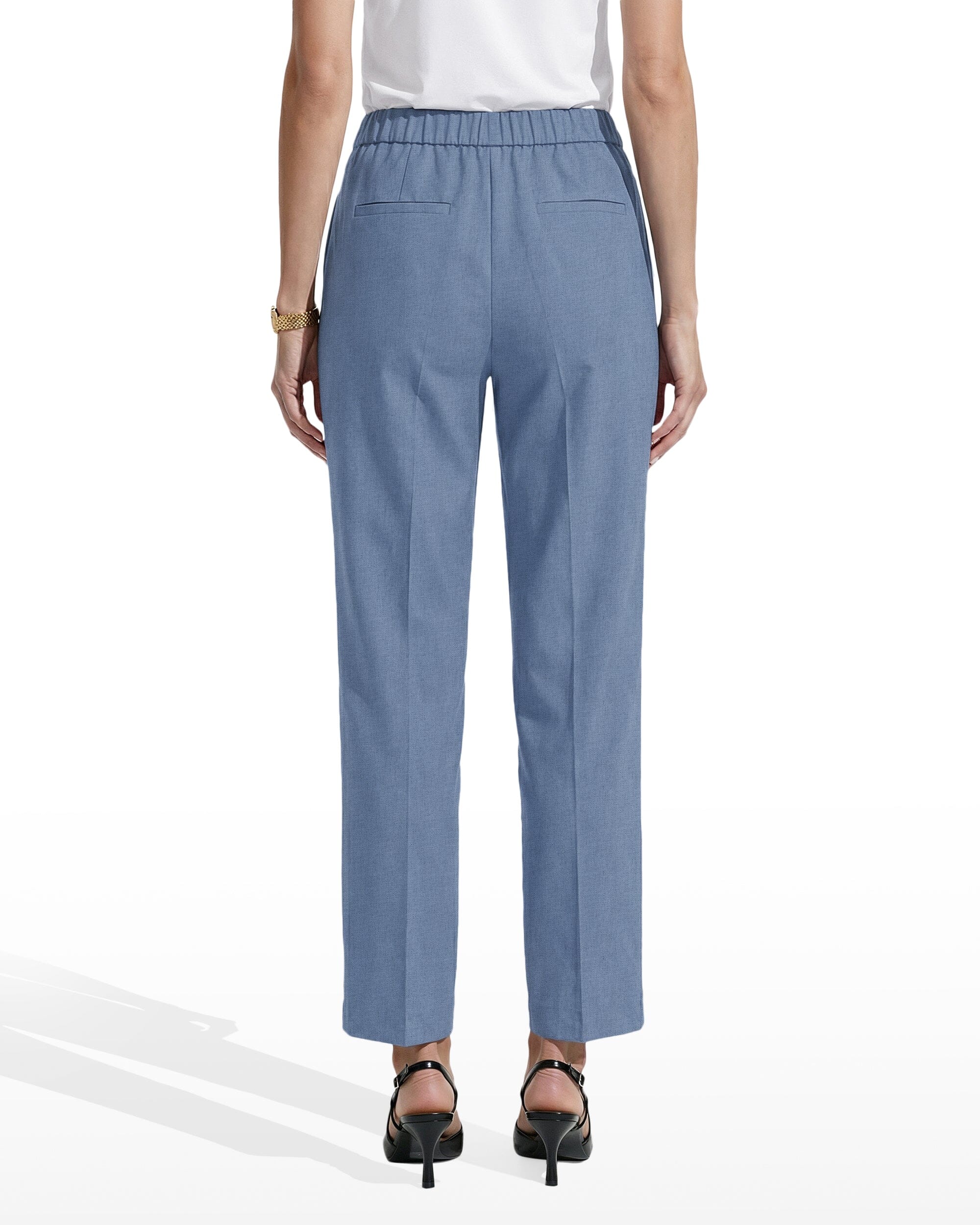 Straight Ankle Slash Pocket Pull-On Pants - Anne Klein LAGOON