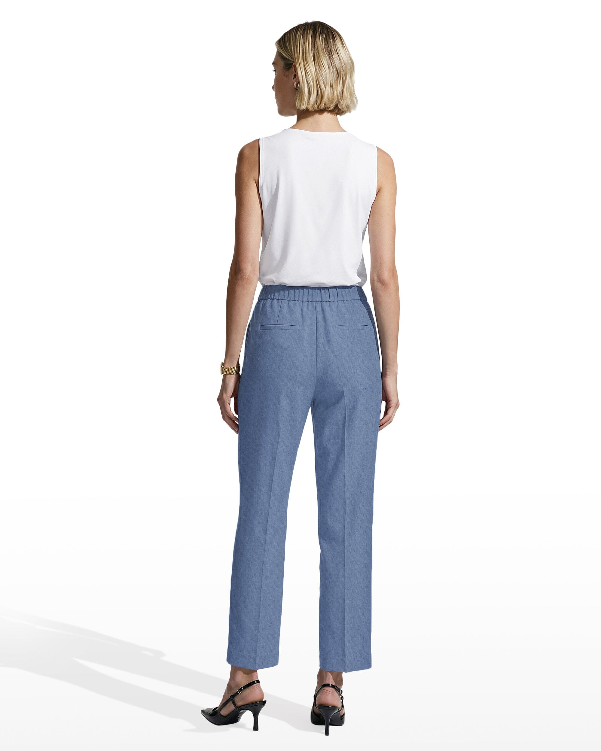 Straight Ankle Slash Pocket Pull-On Pants - Anne Klein LAGOON