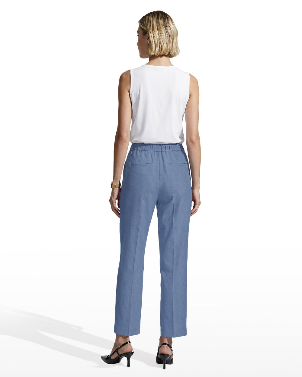 Straight Ankle Slash Pocket Pull-On Pants - Anne Klein LAGOON