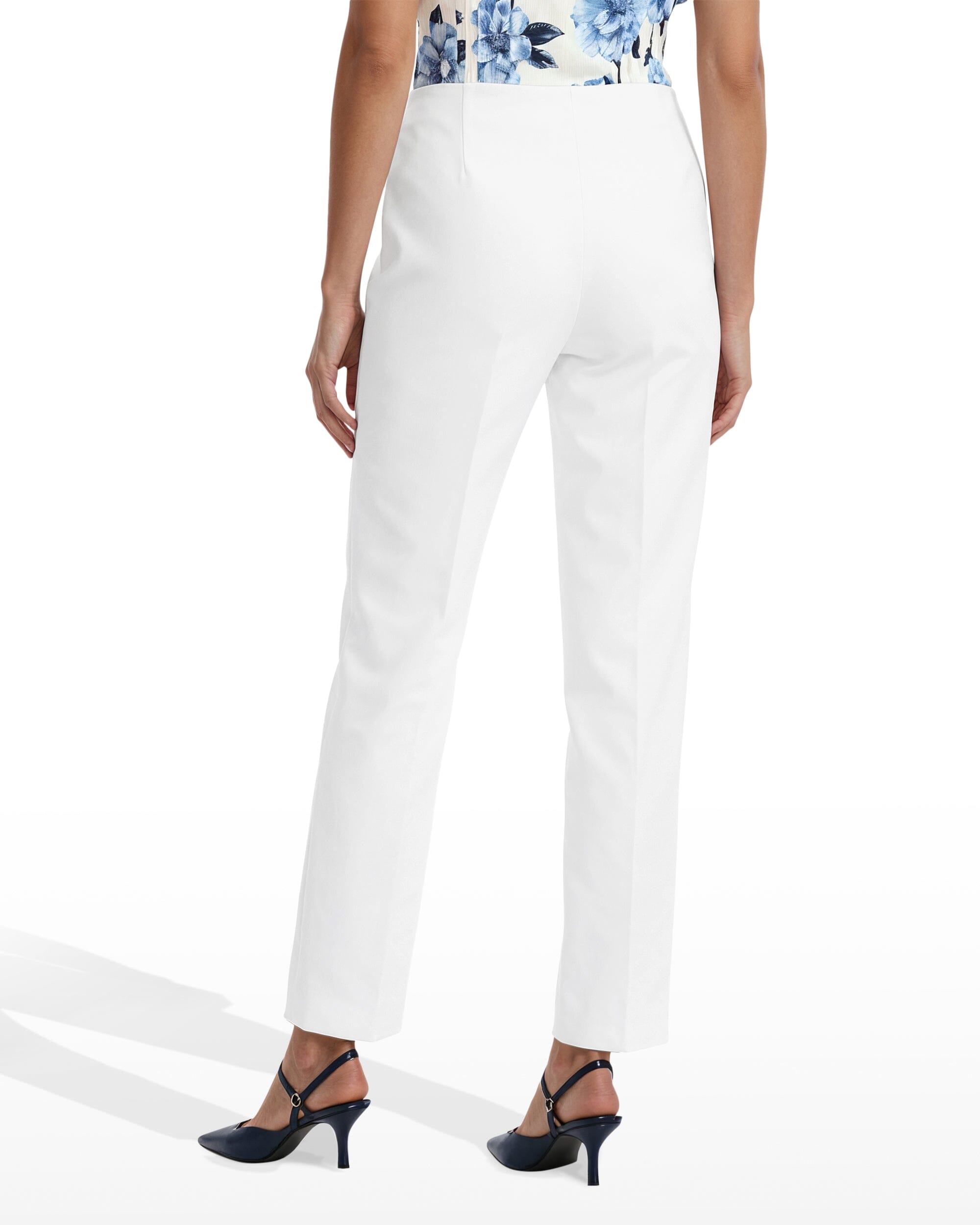 Straight Ankle Hollywood Waist Pants - Anne Klein CRISP WHITE