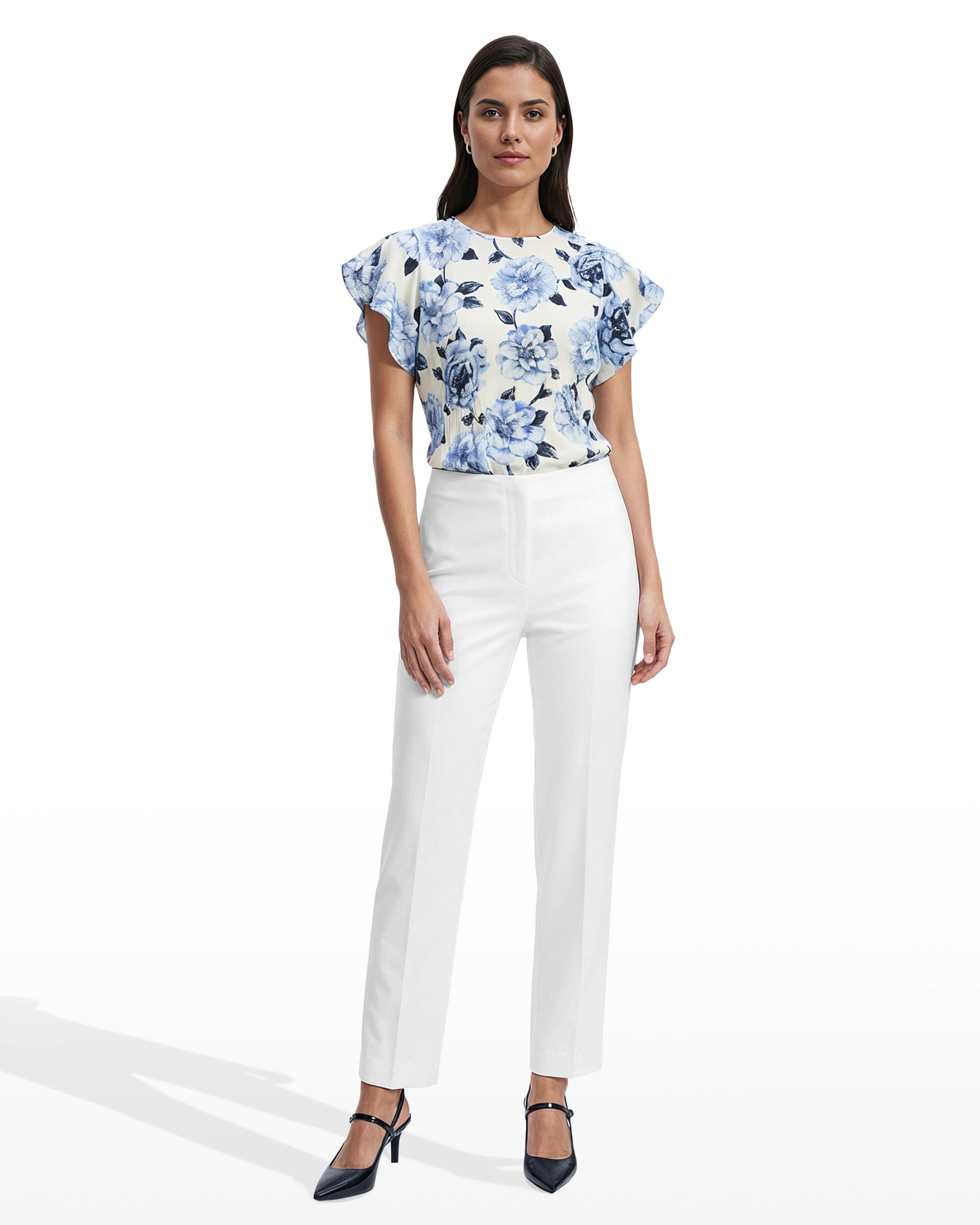 Straight Ankle Hollywood Waist Pants - Anne Klein CRISP WHITE