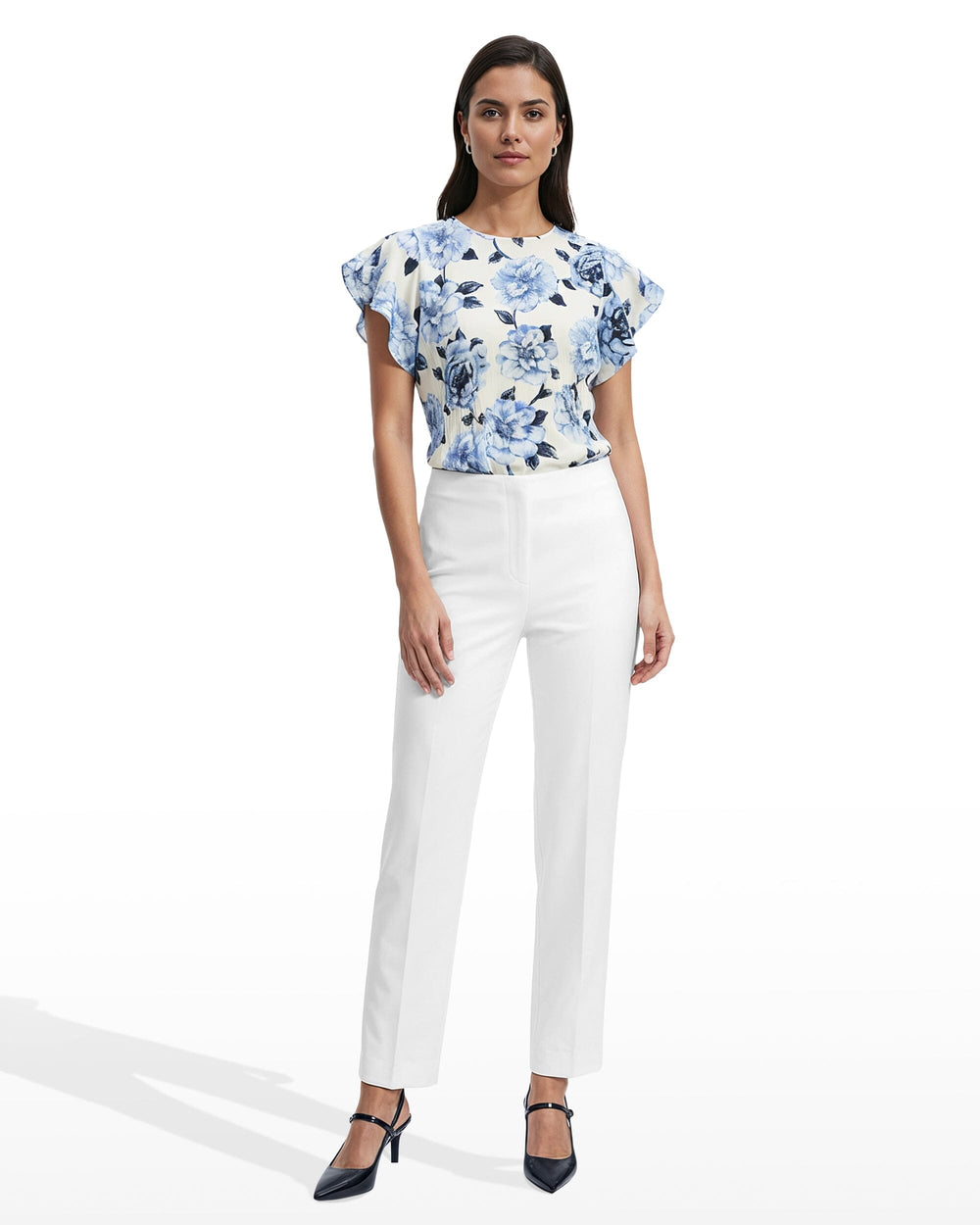 Straight Ankle Hollywood Waist Pants - Anne Klein CRISP WHITE