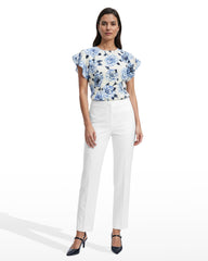 Straight Ankle Hollywood Waist Pants - Anne Klein CRISP WHITE