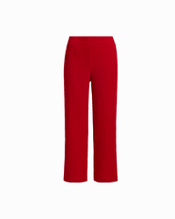 Plus Size Wide Leg Crop Pants with Wide Waistband - Anne Klein BEGONIA RED