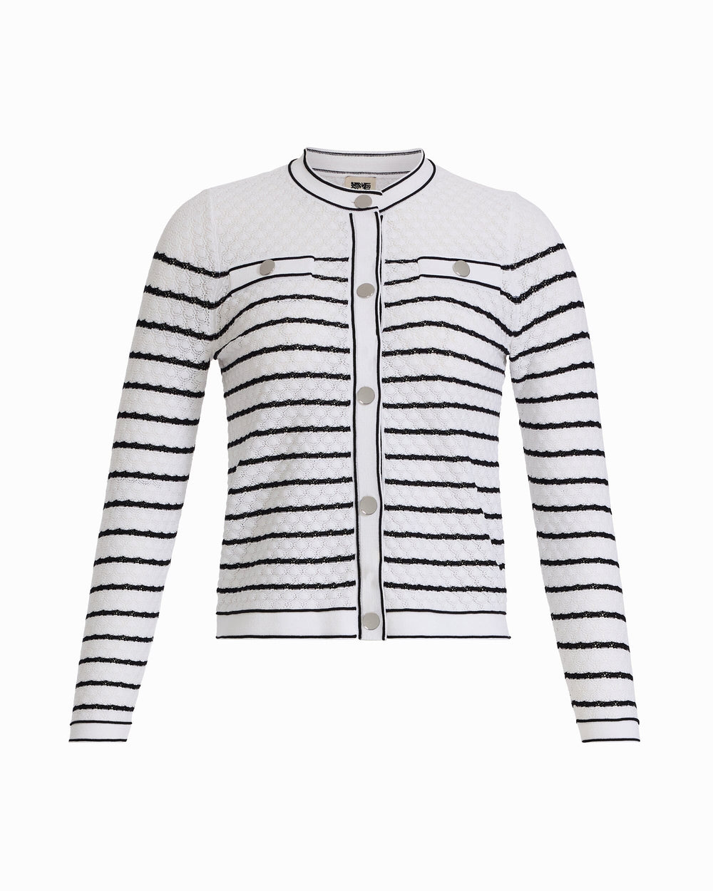 Crew Neck Stitch Lady Jacket - Anne Klein CRSPWHT/ANNEBLK