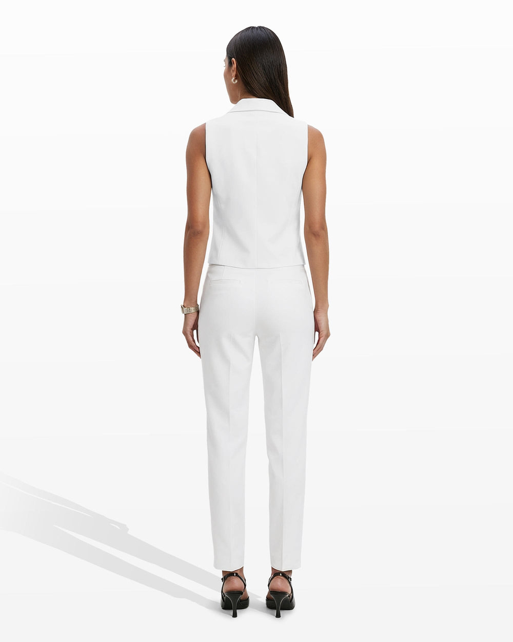 Notch Collar Vest with Welt Pockets - Anne Klein CRISP WHITE