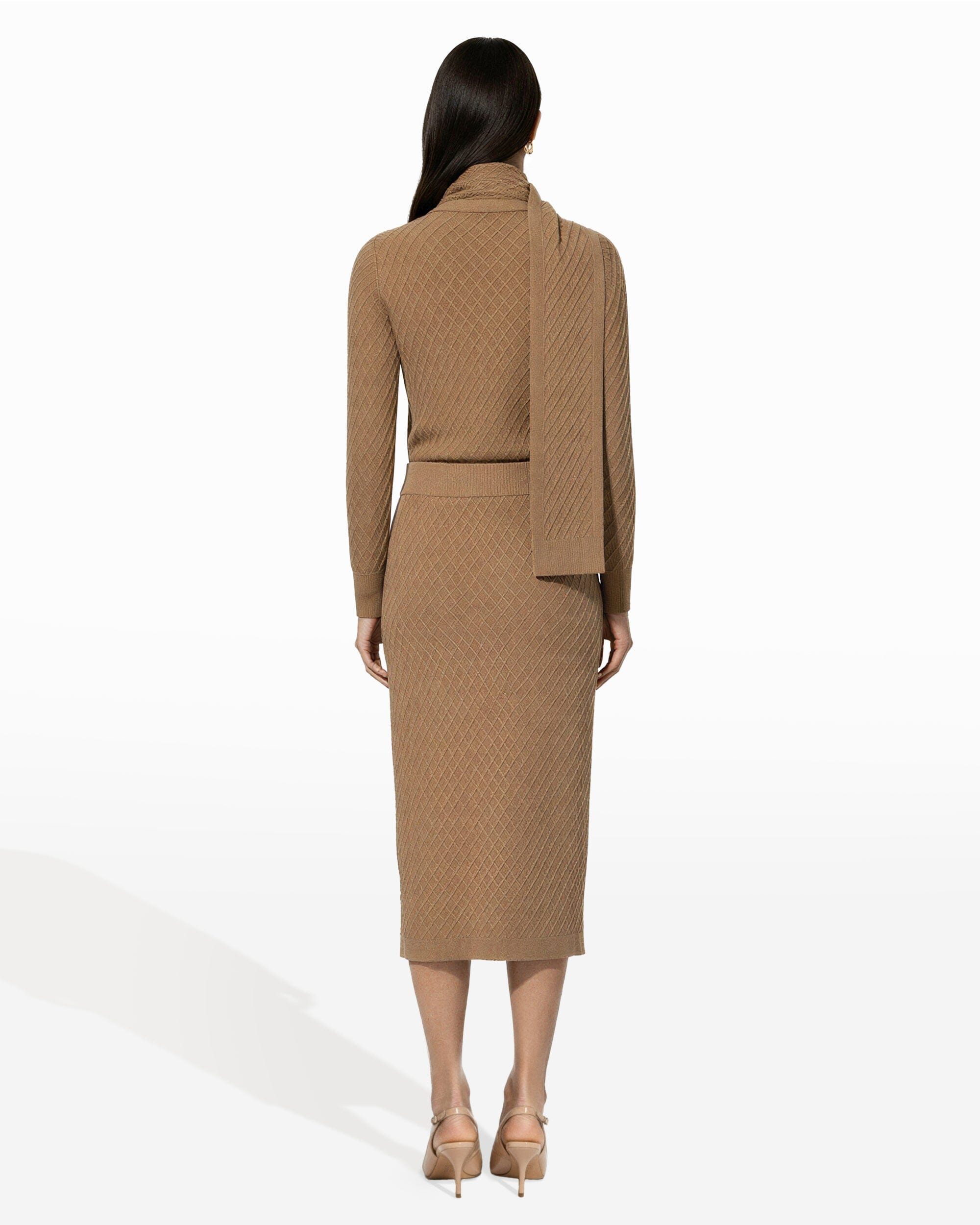 Diamond Stitch Skirt Sweater Skirt| Anne klein - Anne Klein Latte