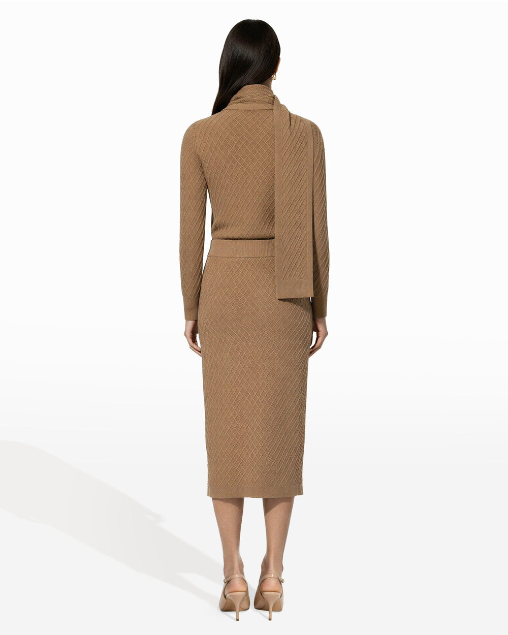 Diamond Stitch Skirt Sweater Skirt| Anne klein - Anne Klein Latte