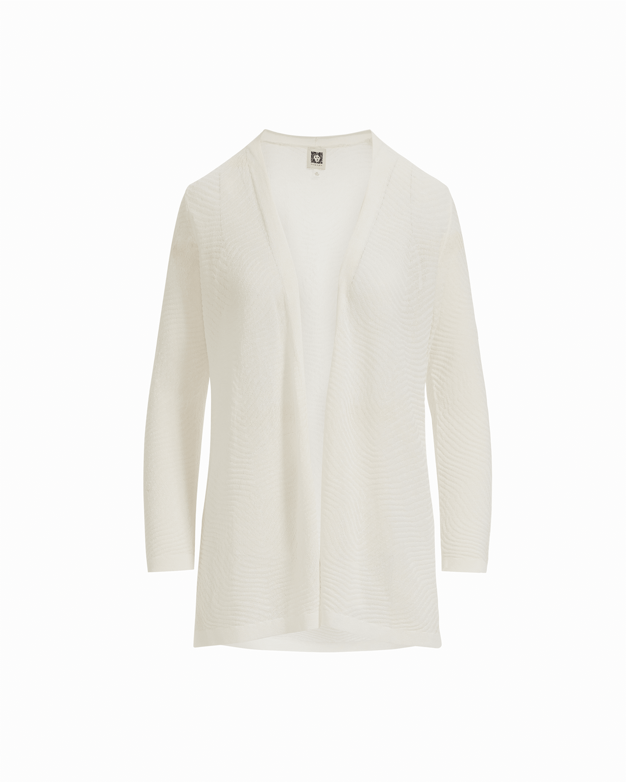 Plus Size Sheer Textured Stitch Long Open Front Cardigan in WHITE DOVE - Anne Klein WHITE DOVE
