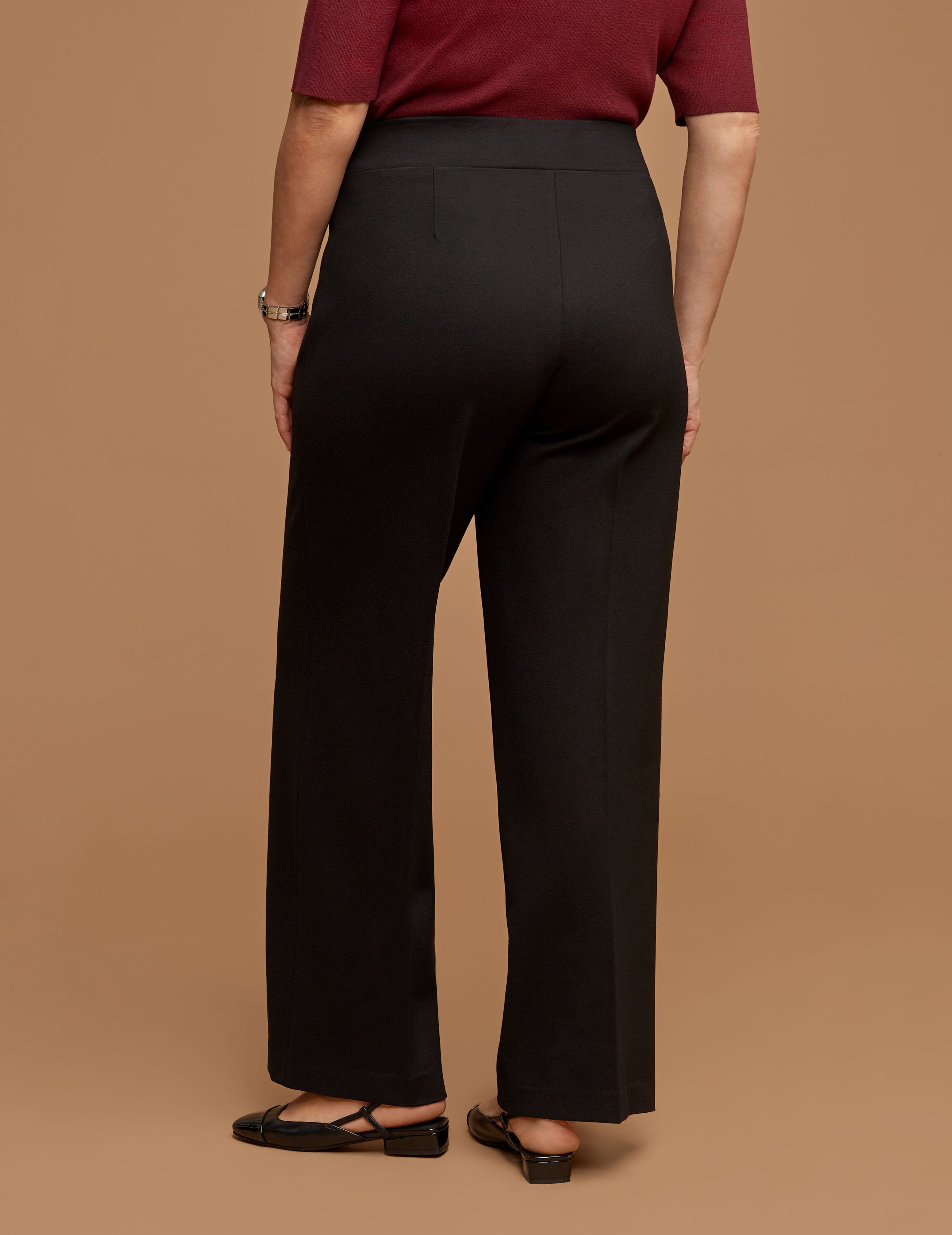 Plus Size Wide Leg Trousers, Pull-On - Anne Klein Anne Black