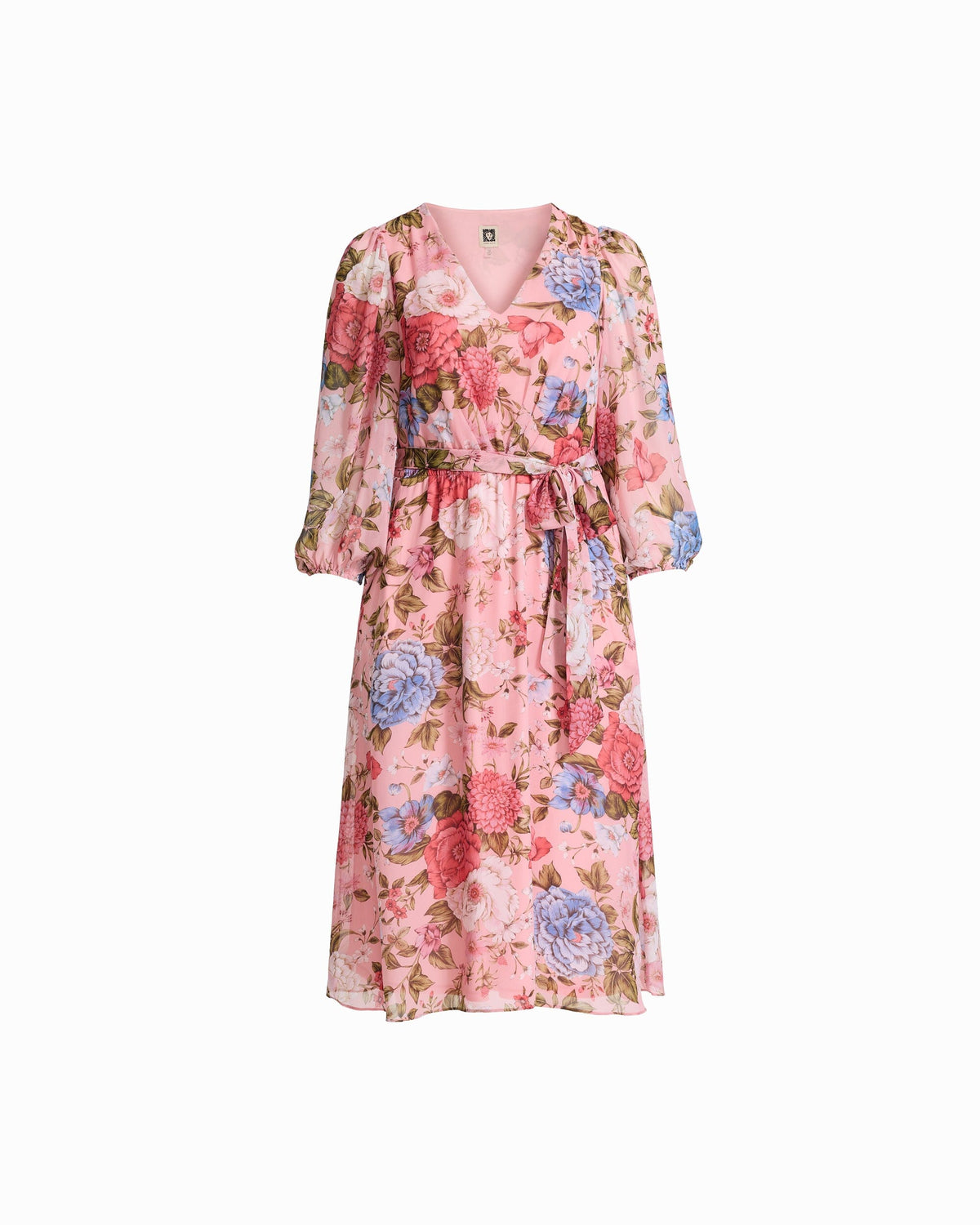 Three-Quarter Sleeve Midi Dress - Anne Klein CALYPSO CORAL MULTI