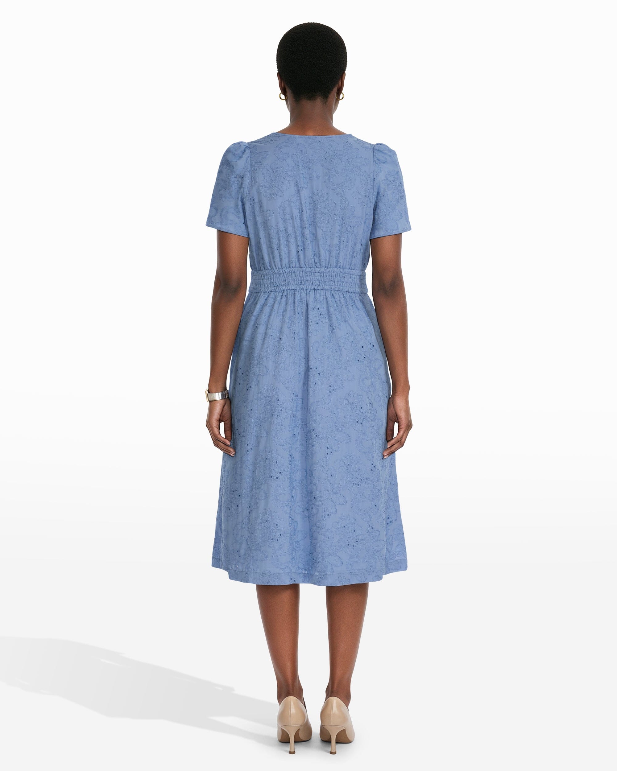 Short Sleeve Midi Dress - Anne Klein SURF BLUE