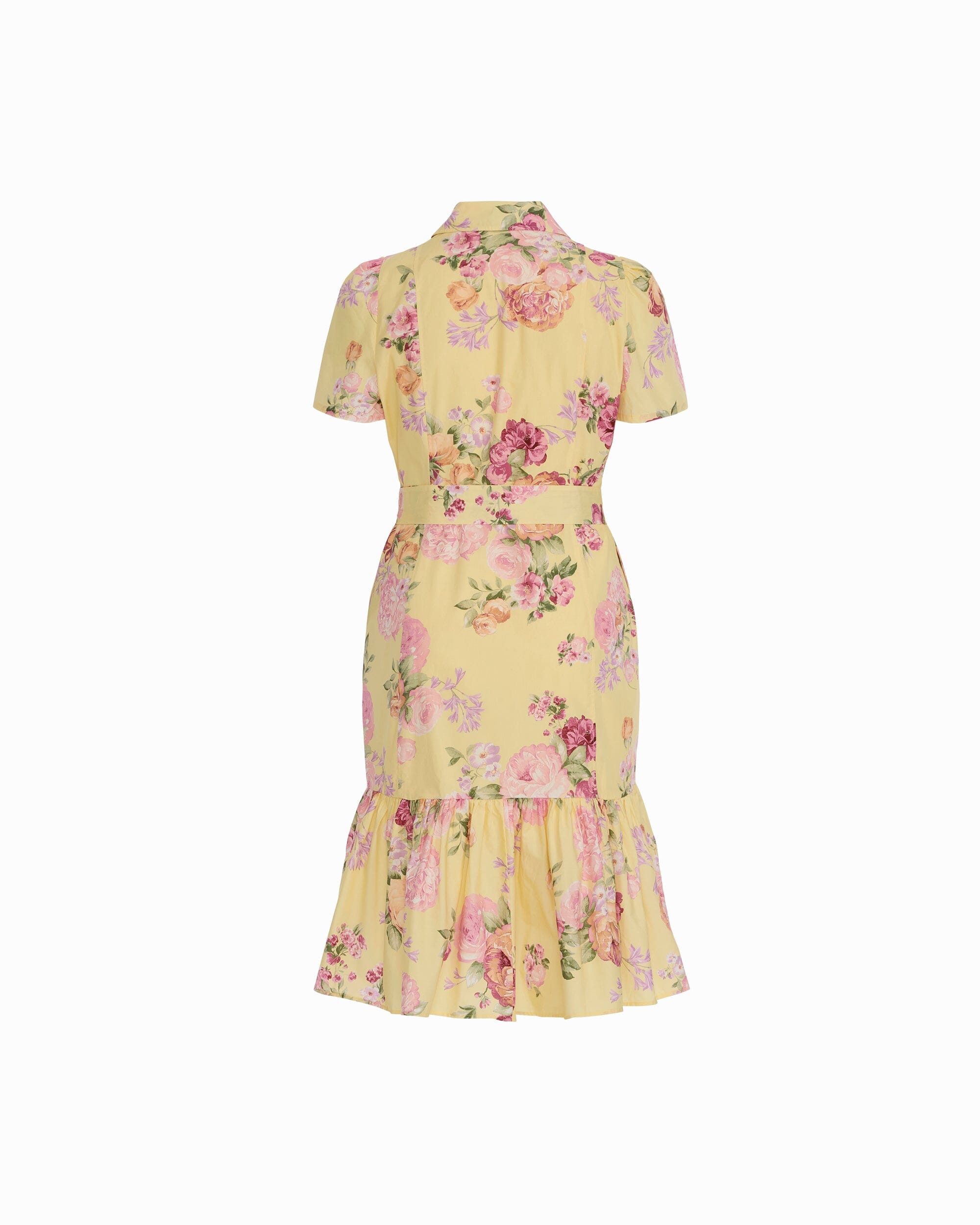 Short Sleeve Tiered Shirt Dress - Anne Klein DAFFODIL MULTI