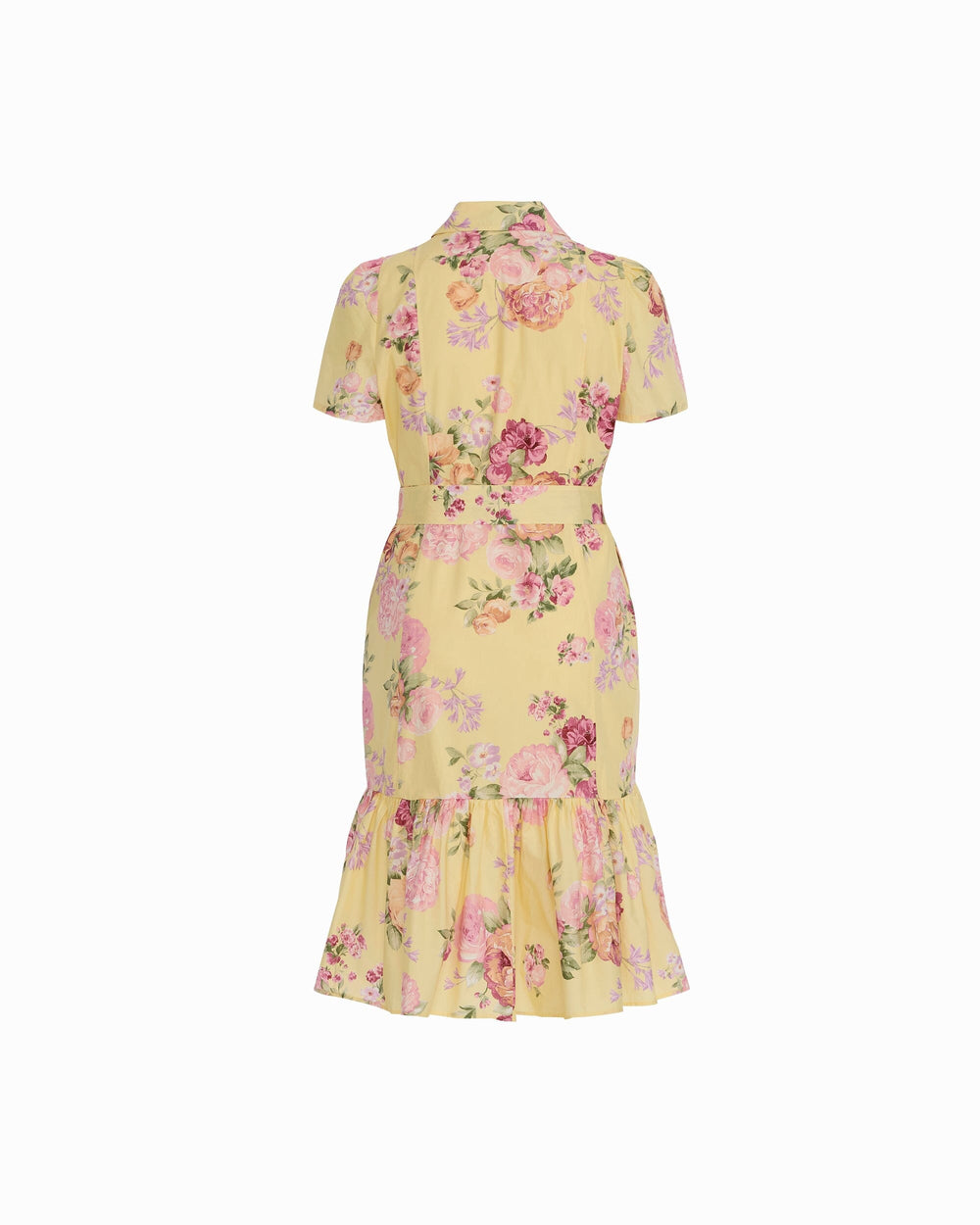 Short Sleeve Tiered Shirt Dress - Anne Klein DAFFODIL MULTI