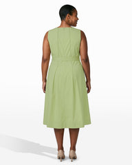 Paneled Bodice Midi Dress - Anne Klein COOL SAGE