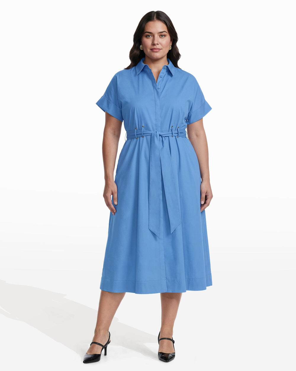 Shirt Dress With Belt Detail - Anne Klein SEAPORT