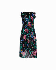High-Low Hem Wrap Dress with Ruffle Sleeves - Anne Klein ANNE BLACK MULTI