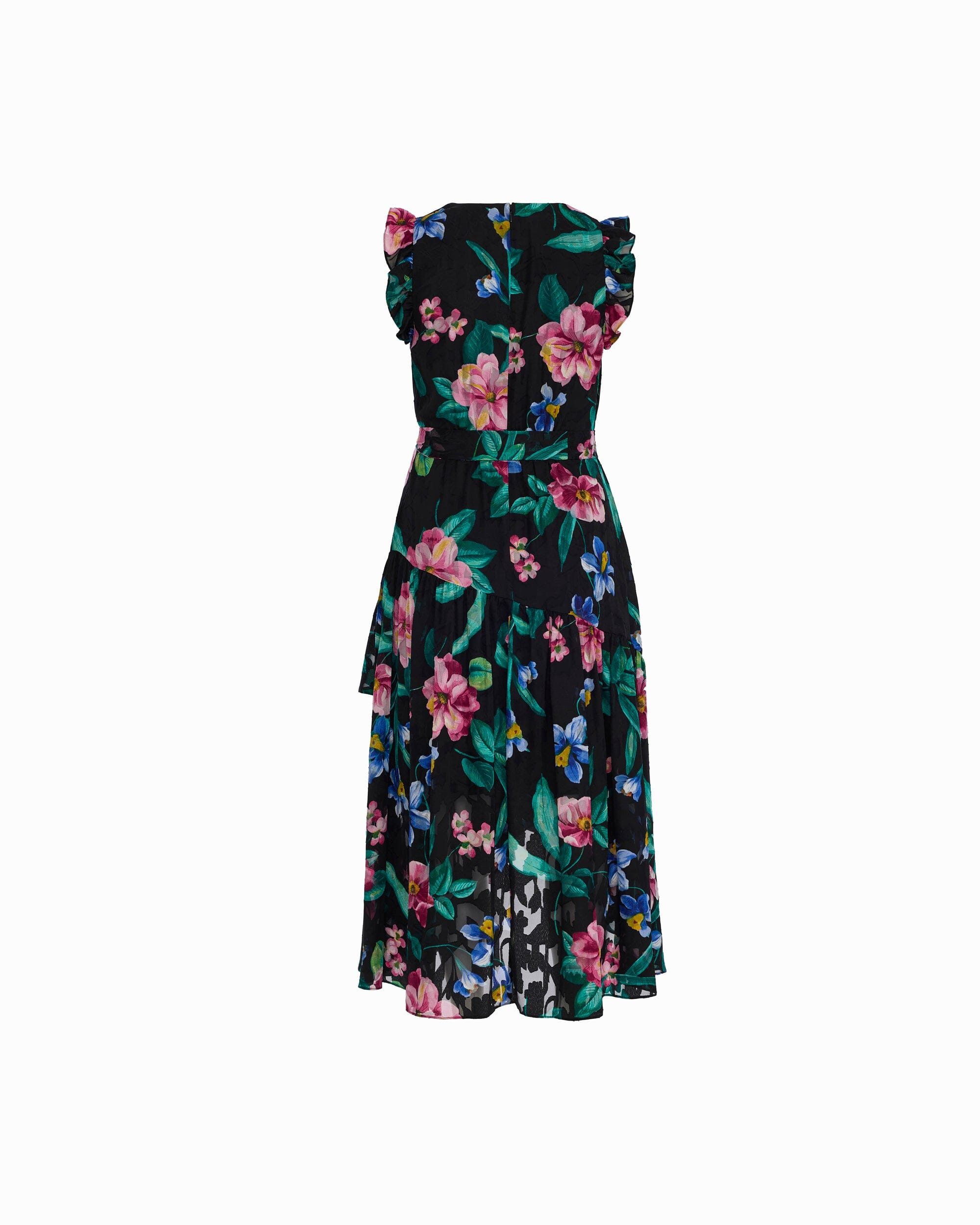 High-Low Hem Wrap Dress with Ruffle Sleeves - Anne Klein ANNE BLACK MULTI